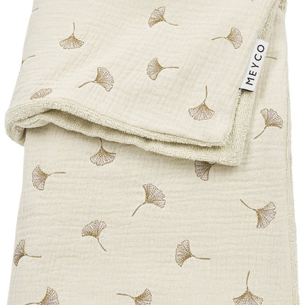 Wiegdeken pre - washed hydrofiel Ginkgo - soft sand - 75x100cm - 1.5 TOG - Babywinkel - 4054703625219
