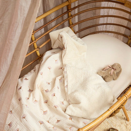 Wiegdeken pre - washed hydrofiel Ginkgo - soft sand - 75x100cm - 1.5 TOG - Babywinkel - 4054703625219