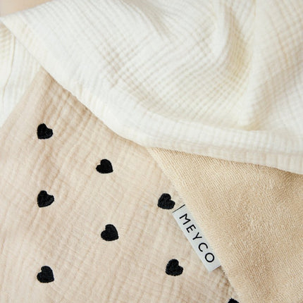 Wiegdeken pre - washed hydrofiel Sweet Heart - soft sand - 75x100cm - 1.5 TOG - Babywinkel - 4054703629217