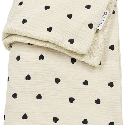 Wiegdeken pre - washed hydrofiel Sweet Heart - soft sand - 75x100cm - 1.5 TOG - Babywinkel - 4054703629217