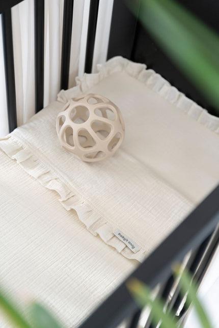 Wieglaken Calm warm linen - met ruffle 80x100 cm - Babywinkel - 8721052103540