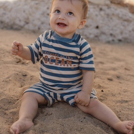 Zwempak korte mouwen Ocean Blue Stripes koop je bij Babywinkel